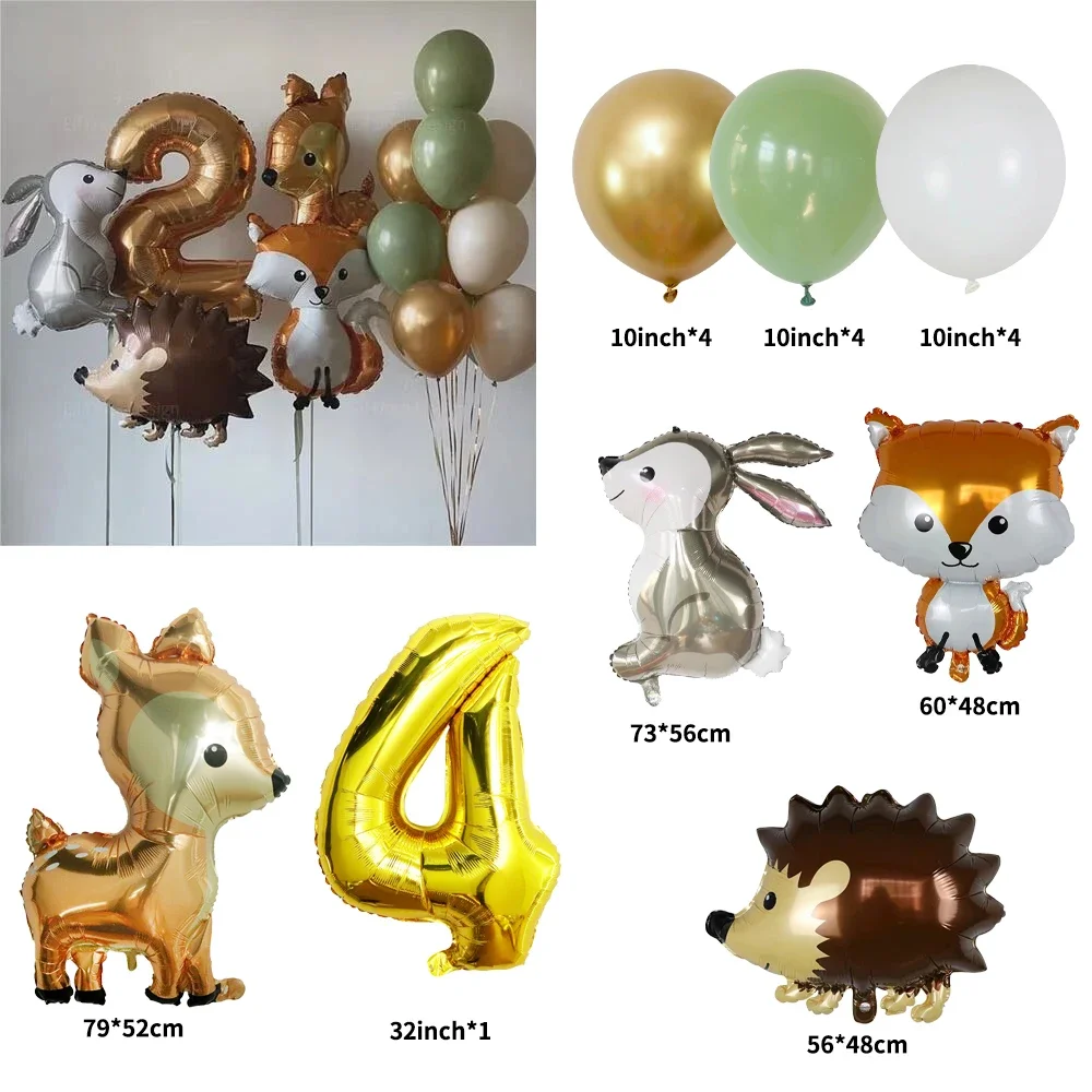 17-teiliges Ballon-Set mit Dschungeltier-Motiv, Girlandenbogen, Safari-Fuchs-Igel-Ballon für Geburtstagsfeier, Party-Dekoration, Zubehör – Detail 7