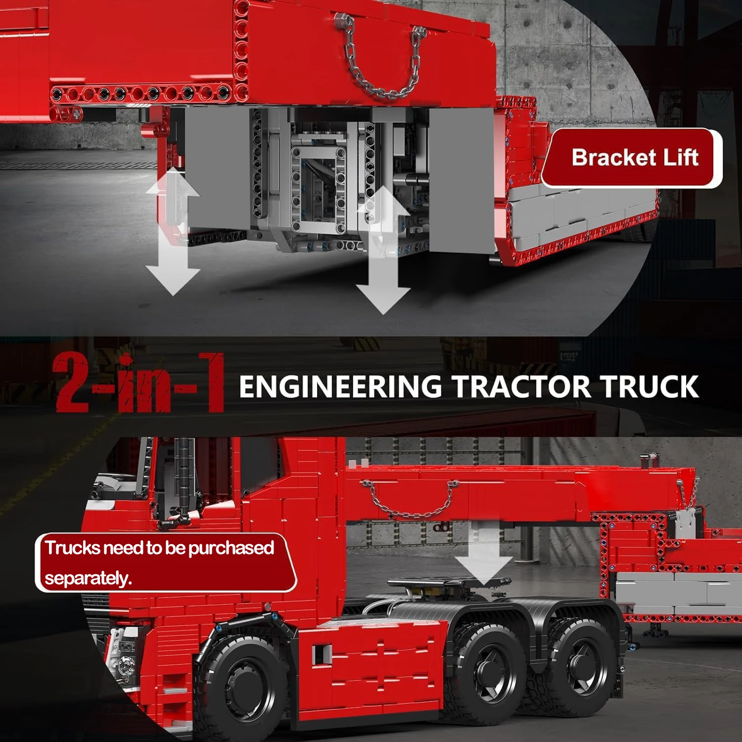 قوالب كينج ترايتر لبنات بناء جرار ، نموذج شاحنة ، طوب مجمعة تصنعها بنفسك ، مجموعة ألعاب تعليمية مبتكرة ، T MOC