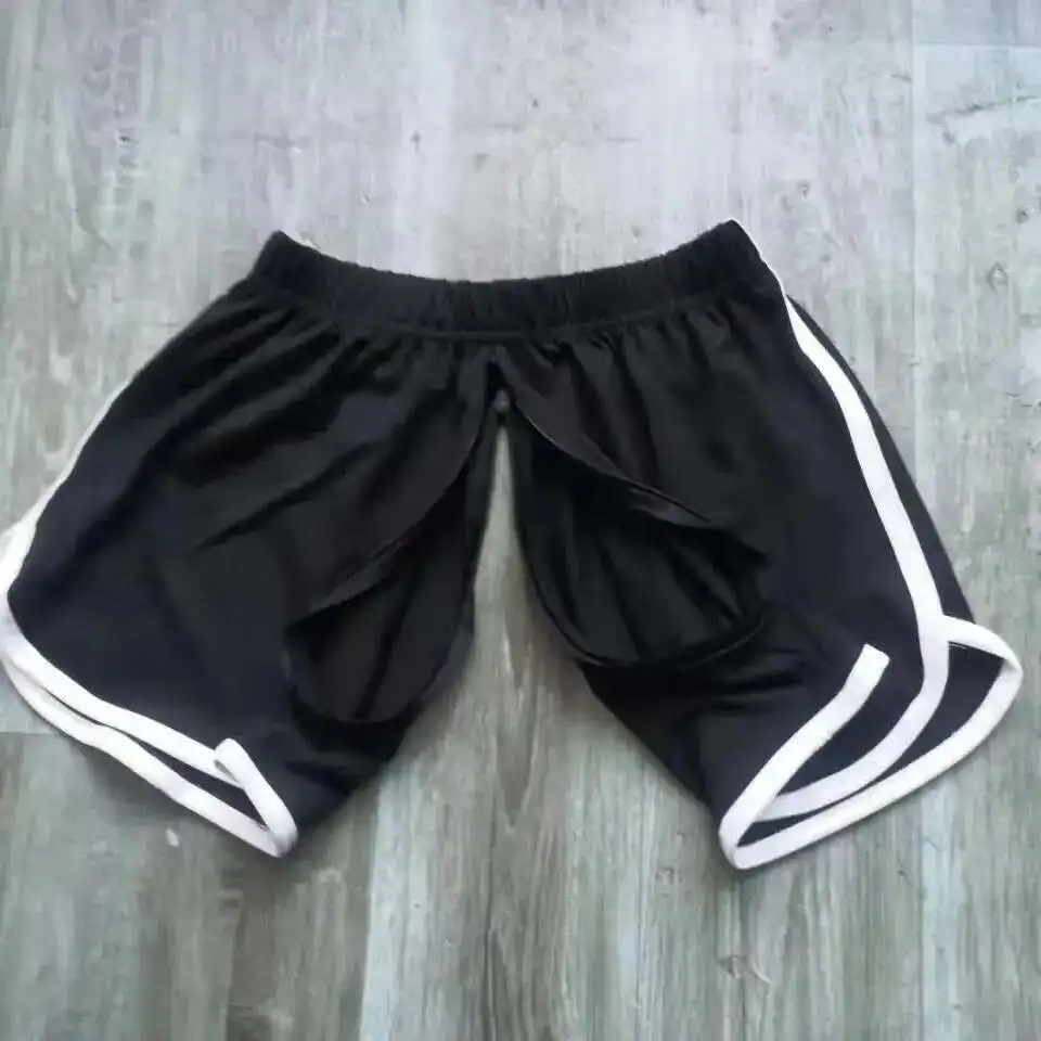 Summer Outdoor Invisible Zipper Open Crotch Sex Shorts  Men Home Loose Couples Sexual Bottoms