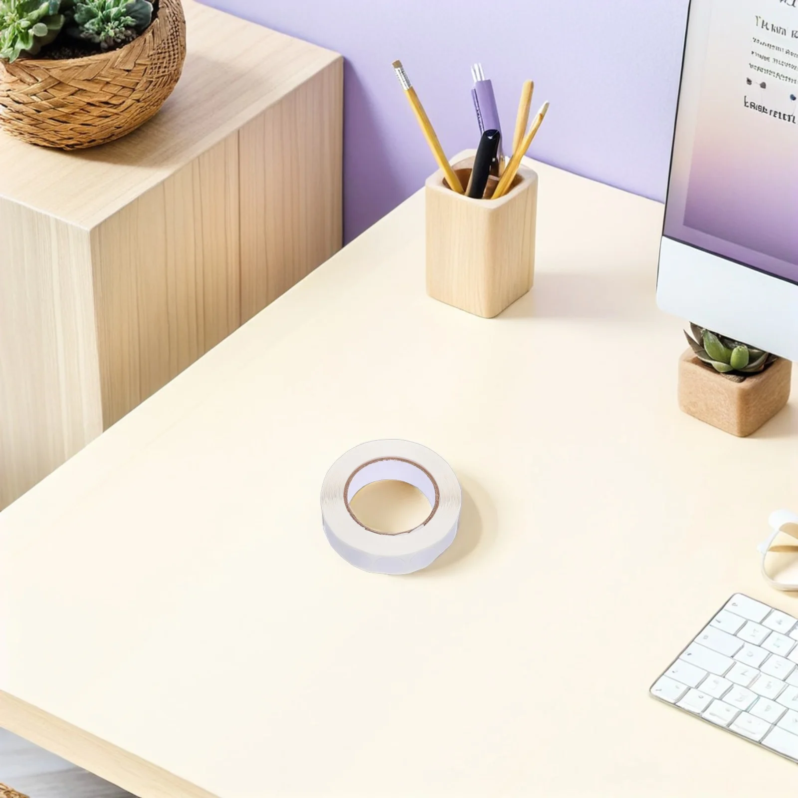

1000pcs 6 Rolls 13Mm White Round Self-Adhesive Labels Waterproof For Office Organization Inventory Storage Small