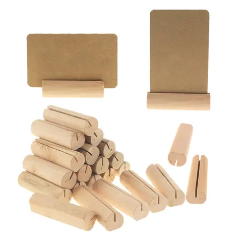 5/10/20pcs Natural Wooden Place Card Clip Photo Display Stand Clip Holders for Wedding Party Table Number Name Sign