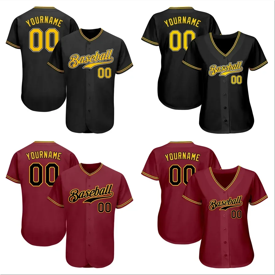 Custom Couple Baseball Jersey Breathable Quick-Drying Baseball Shirt Softball Game Training Shirt for Men Women Baseball Blouse