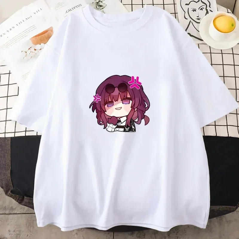 Honkai Star Rail Chibi Kafka T-shirt for Women Fashion Hot Game Anime Print Short Sleeve Tee  Kawaii Unisex Clothes Y2k Top