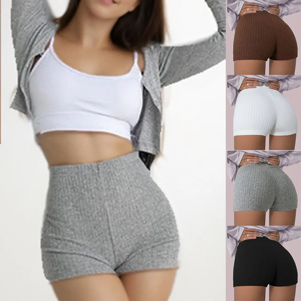 Sexy High Waist Sports Shorts Solid Color Hip Lift Yoga Shorts Breathable Yoga Pants Gym