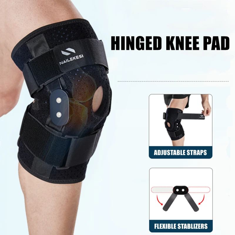 1Pcs Hinged Knee Support Brace Adjustable Compression Knee Pad Protector Open Patella Knee Wrap Stabilizer for Joint Pain Relief