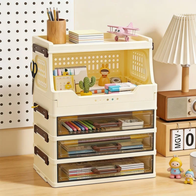 Multifunctional desktop storage rack office supplies tray household cosmetics display rack space saving storage box