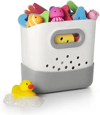 

OXO Tot Stand Up Bath Toy Storage – Gray | Space-Saving & Waterproof Organizer