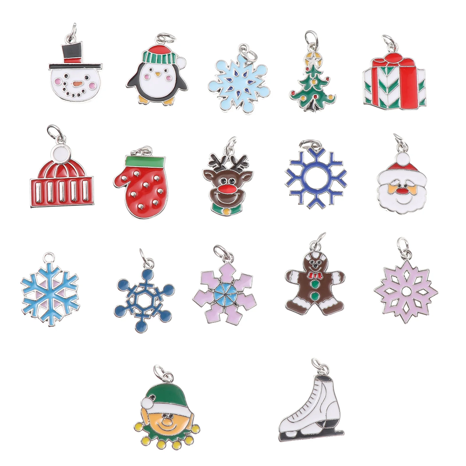 

17 Pcs Santa Claus Pendant DIY Jewelry Making Supplies Enamel Charms Realistic Shape Christmas Ornaments Safe for jewelry