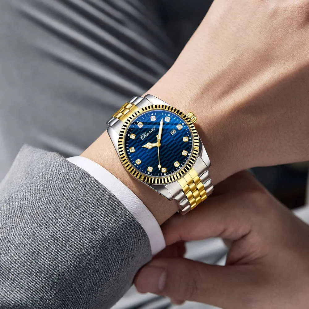 CHENXI ساعة رجالية كلاسيكية عرض التاريخ ساعة يد رجالي أنيقة سوار فولاذي ساعة كوارتز ساعة رجالية relojes para hombres #4