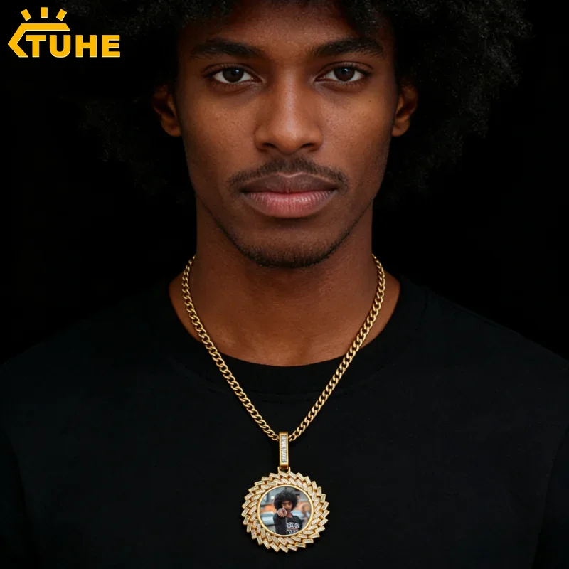 

Высококачественная унисекс-цепочка с фото-подвеской в кубинском стиле, персонализированный подарок на годовщину для мужчин и женщин, украшение в стиле хип-хоп.