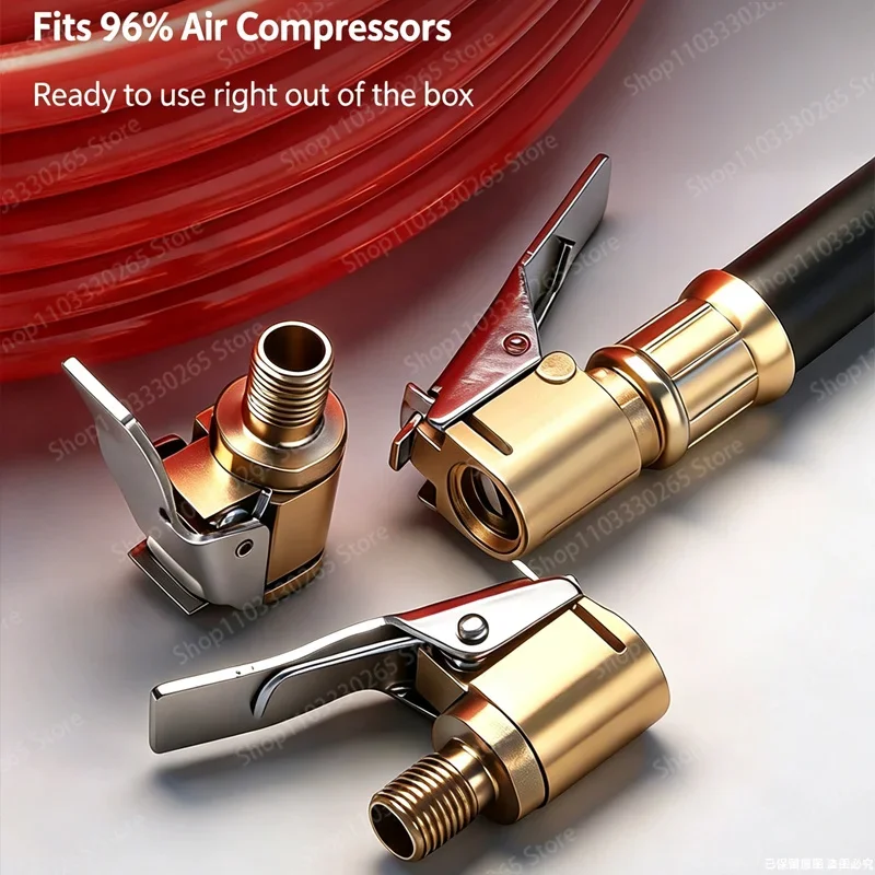 One Press Clip On Tire Air Chuck Leak Free Inflator Nozzle Universal Air Compressor Tire Valve Fitting Adapter