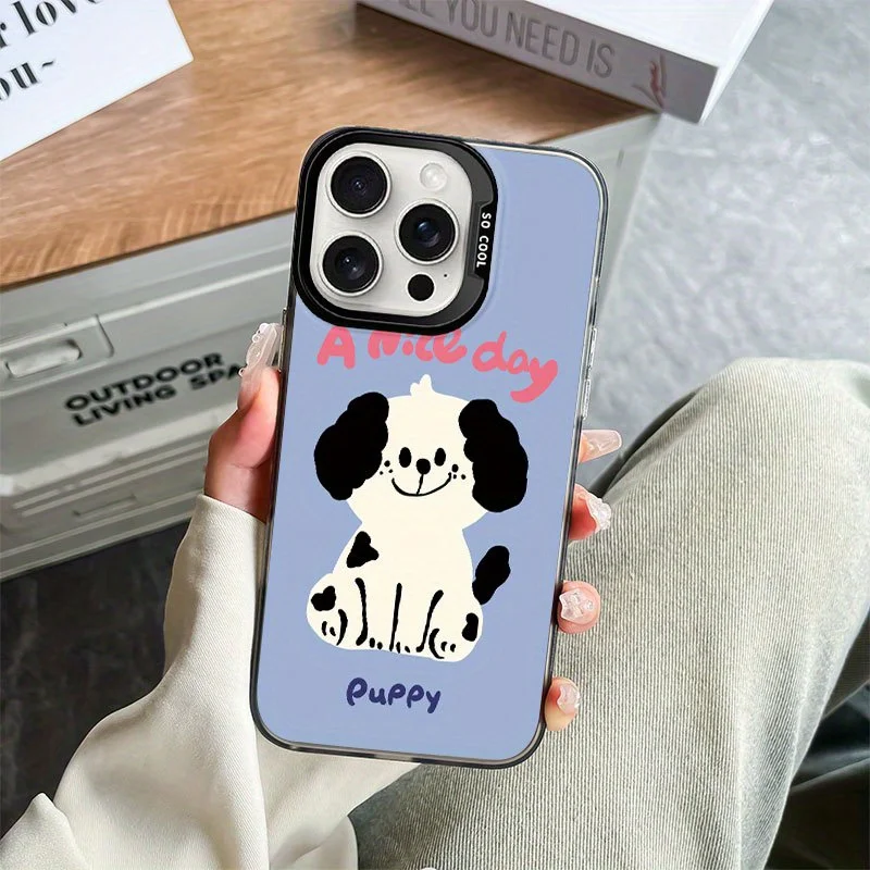 

Cartoon puppy pattern phone case for iPhone 16 15 14 13 12 11 Pro/ Max/Plus shock-proof rear cover anti-fingerprint