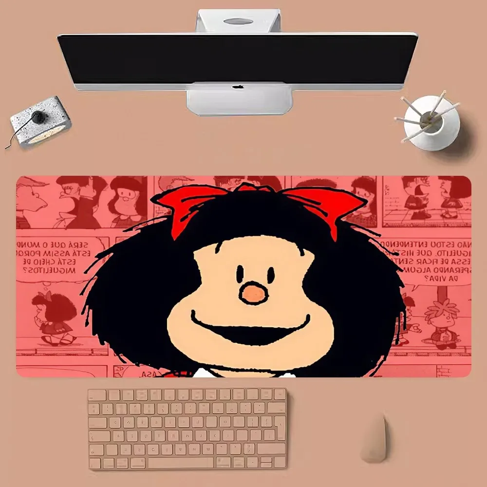 Cartoon Mafalda Mousepad Large Gaming Compute Gamer PC Keyboard Mouse Mat