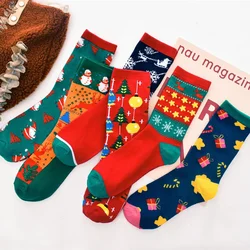 Calcetines navideños de algodón con dibujos animados de Elk old man, bonitos calcetines rojos de muñeco de nieve, nuevos