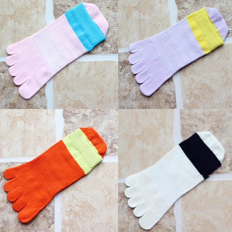 New Woman Girl Harajuku Socks With Toes Cotton Candy Color Colorful Young Casual Fashion Ankle No Show Five Finger Socks