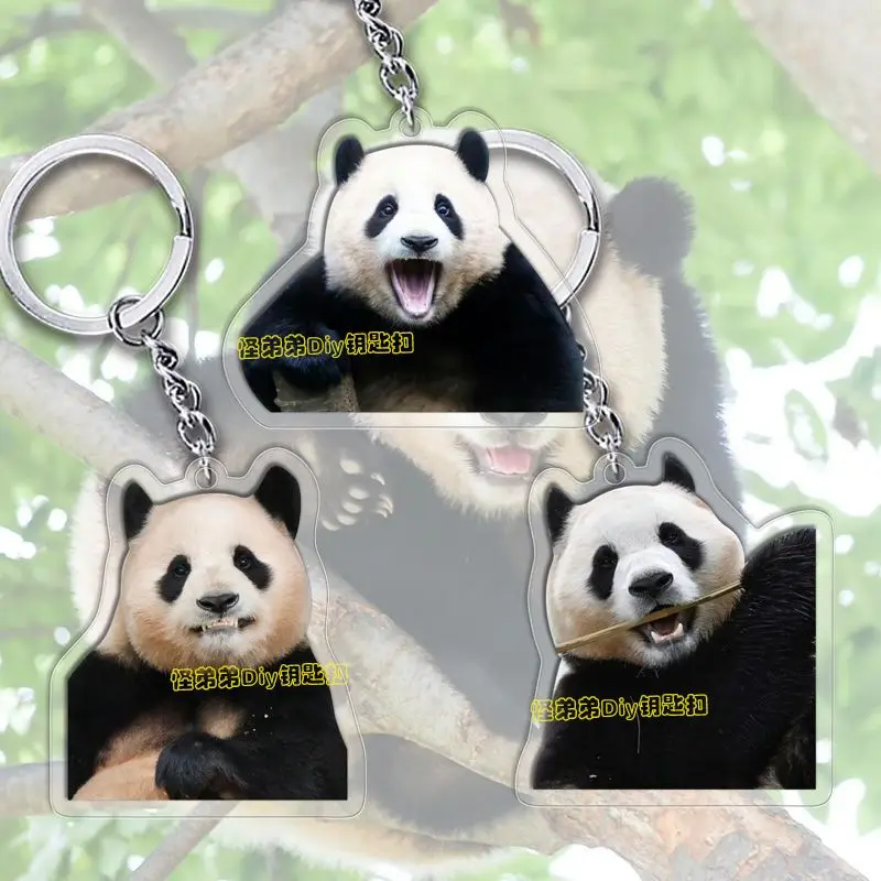 Fubao 에버랜드 Anime KeyChain Panda Animal Men Key Chain for Women Fashion Creative Kawaii Art Figure Acrylic Keyring Pendant Gifts