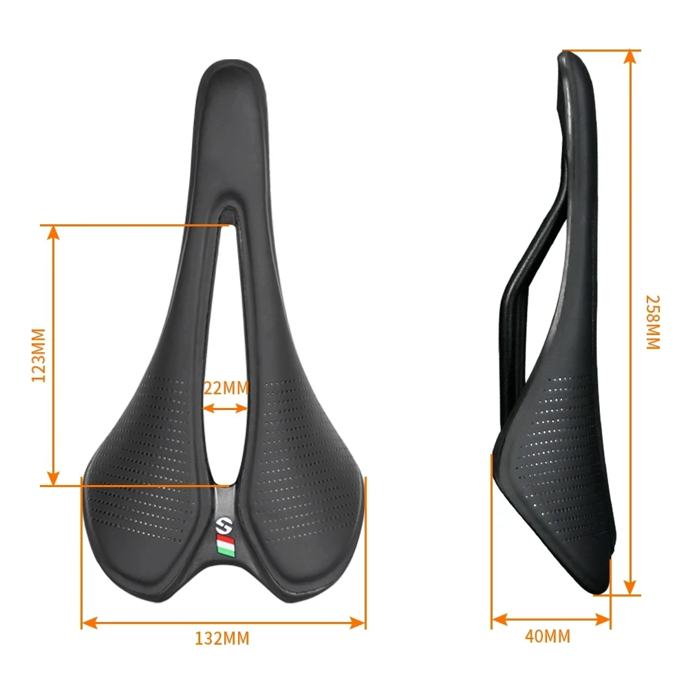 TOSEEK TS50 Bicycle Saddle MTB Road Bike Saddles Surface Leather Filler EVA Shell Plastic Cushion Size 258*132mm 210g