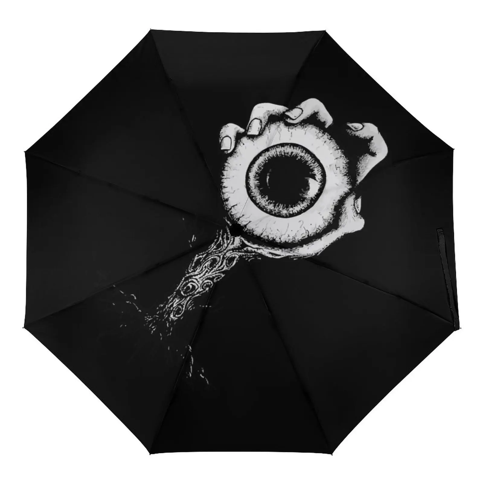 

Devil's Eye Witchcraft Folding Umbrella Big Black Evil Eye Compact Windproof Travel Umbrellas Rain Sun for Adults Teens Kids