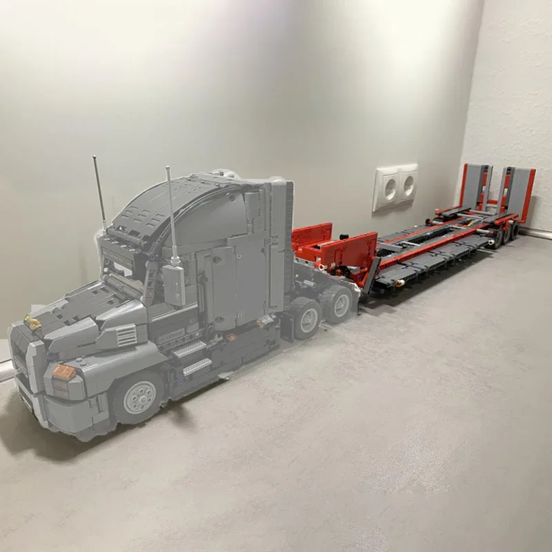 

846 шт. C-модель с низким погрузчиком, прицеп MOC, модель DIY, строительные блоки — RC-совместимый низкий погрузчик с наклоном