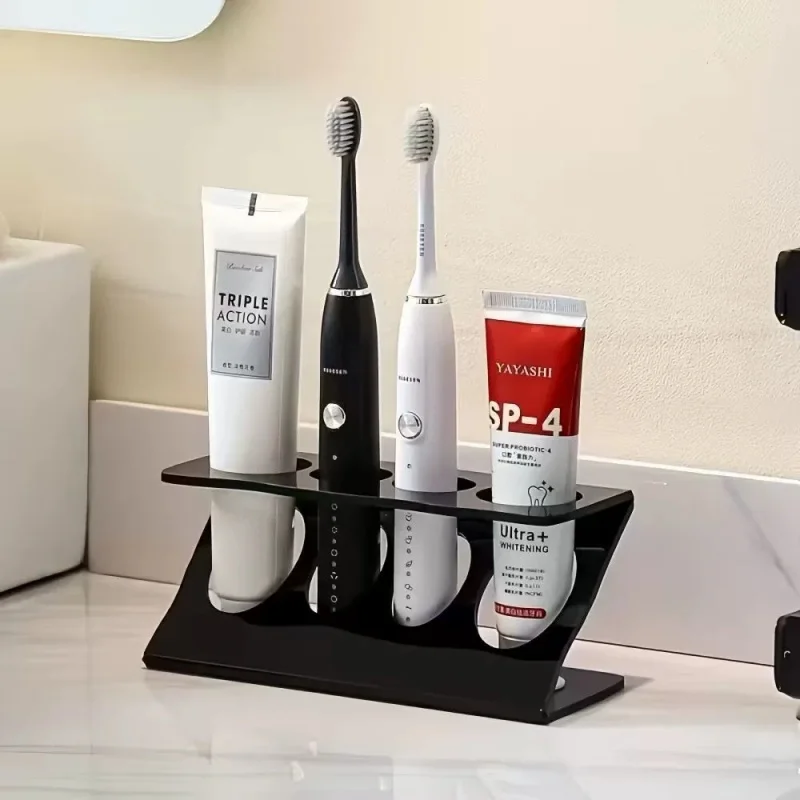 Toothbrush Holder Stand for Bathroom Ventilated Organizer with Slots for Electric Toothbrushes Toothpaste Razors Small Comb
