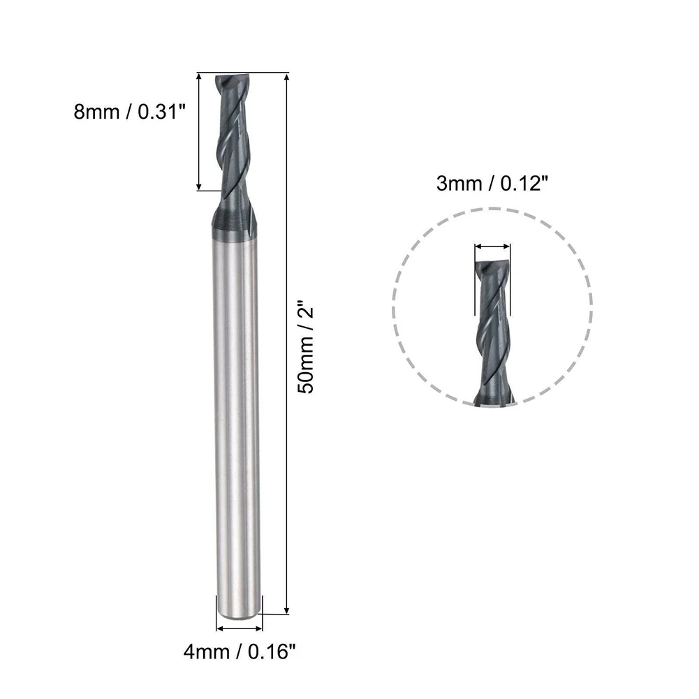 1個 50mm角フライス盤カッター 直径3mm シャンク4mm HRC45 超硬 アルチタンコーティング 2枚刃 木工用 大工道具