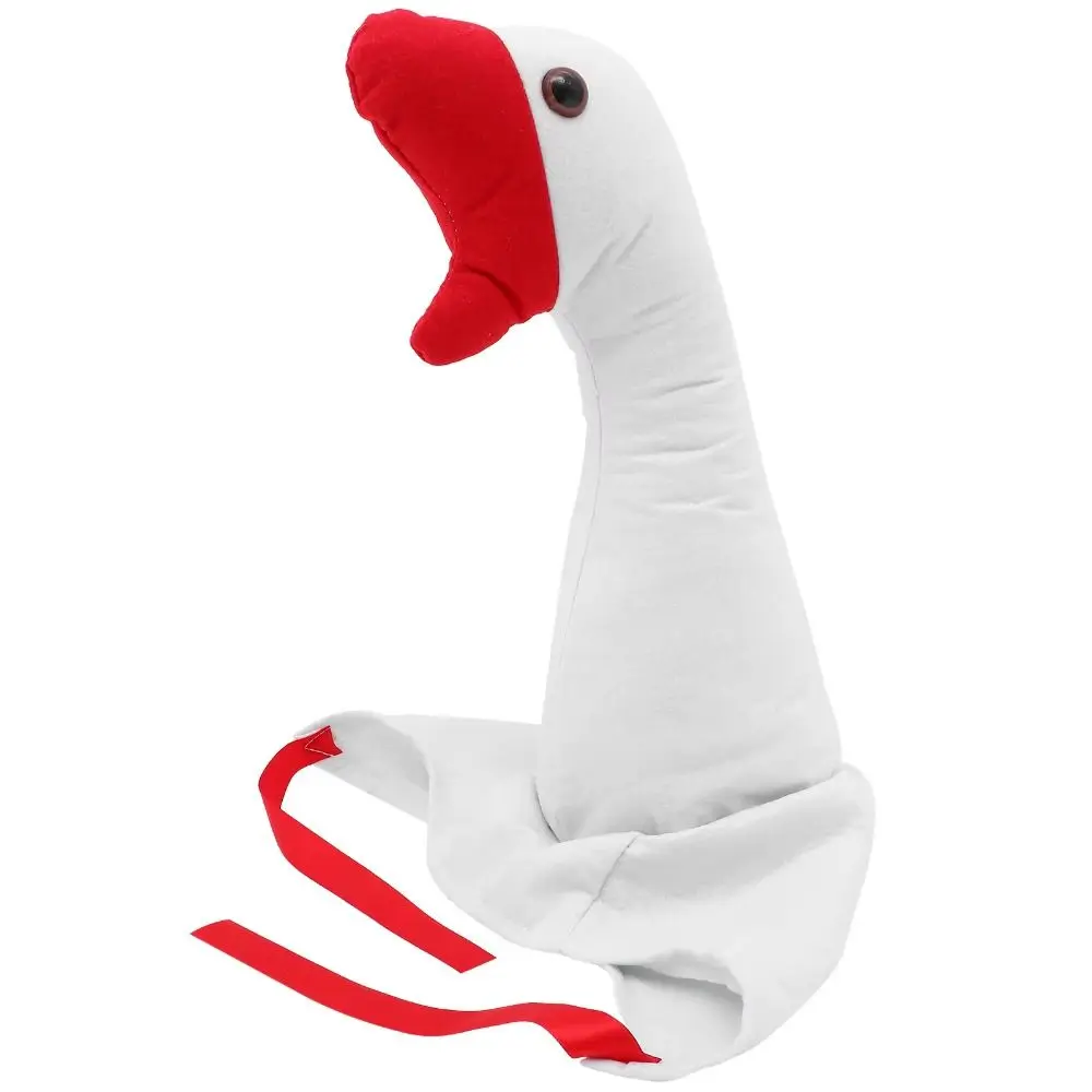 Funny Creative Big Goose Headgear White/Pink Soft Halloween Party Hat Fluffy Cartoon Goose Hat Performance Hat
