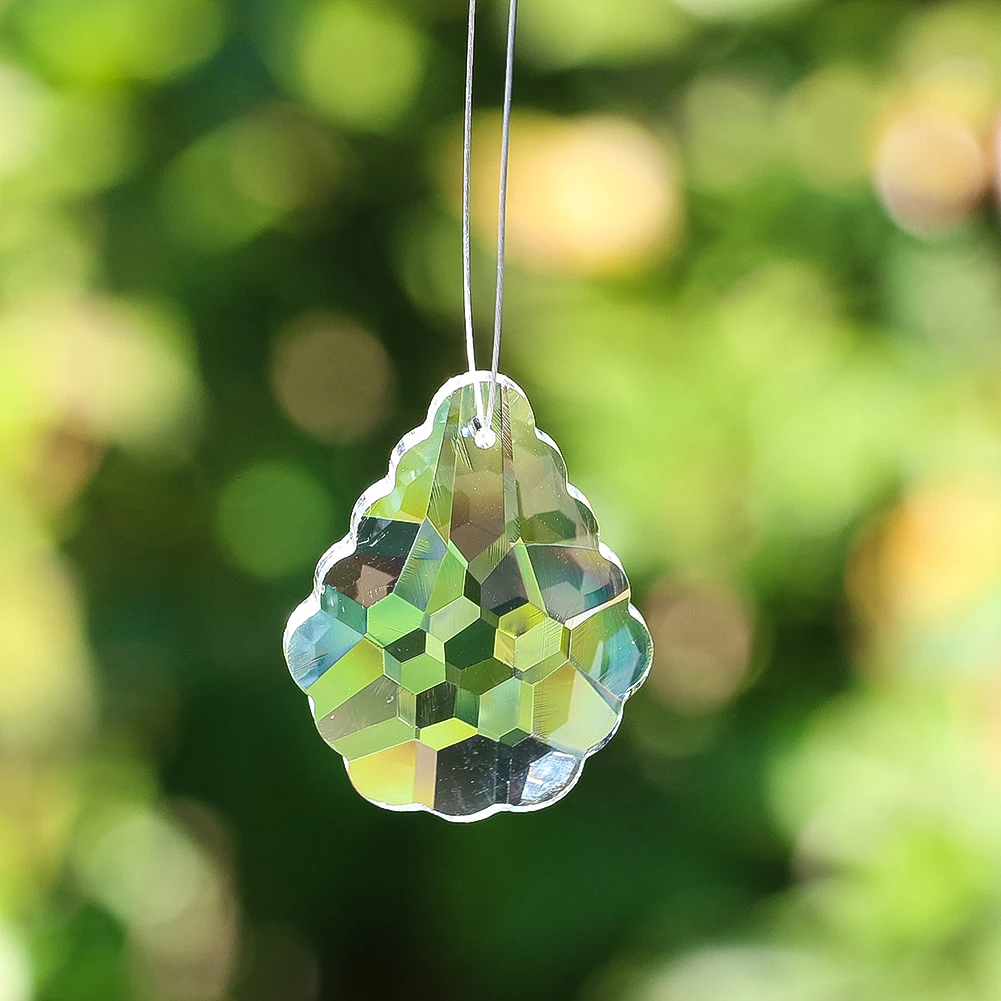 

2pcs 50mm Multi-Cut Crystal Lily Shaped Chandelier Parts Glass Prisms Hanging Suncatchers Decorative Accessories