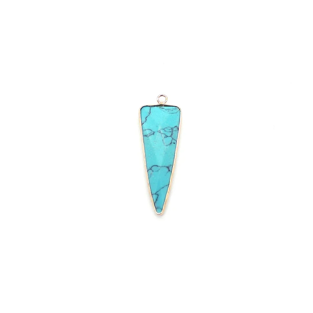 

Triangular Geometric Natural Stone Polished Cut Dalmatian Jasper Rimmed Single-hole Pendant DIY Accessories Necklaces Earrings