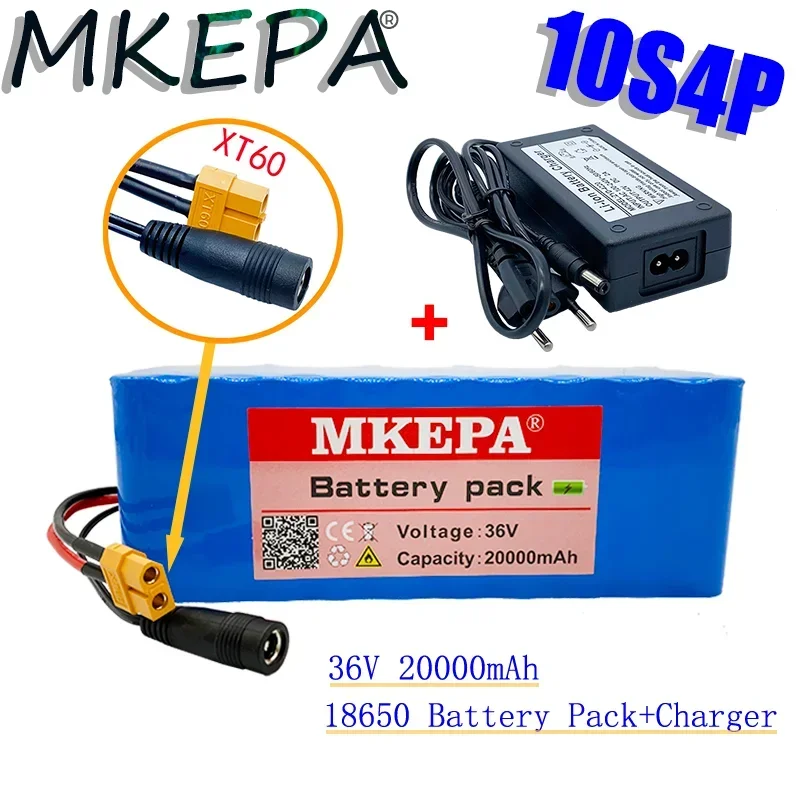 

36V 10S4P 20Ah battery pack 500W high power battery 42V 20000mAh Ebike electric bicycle BMS 42v battery with xt60 plug+charger