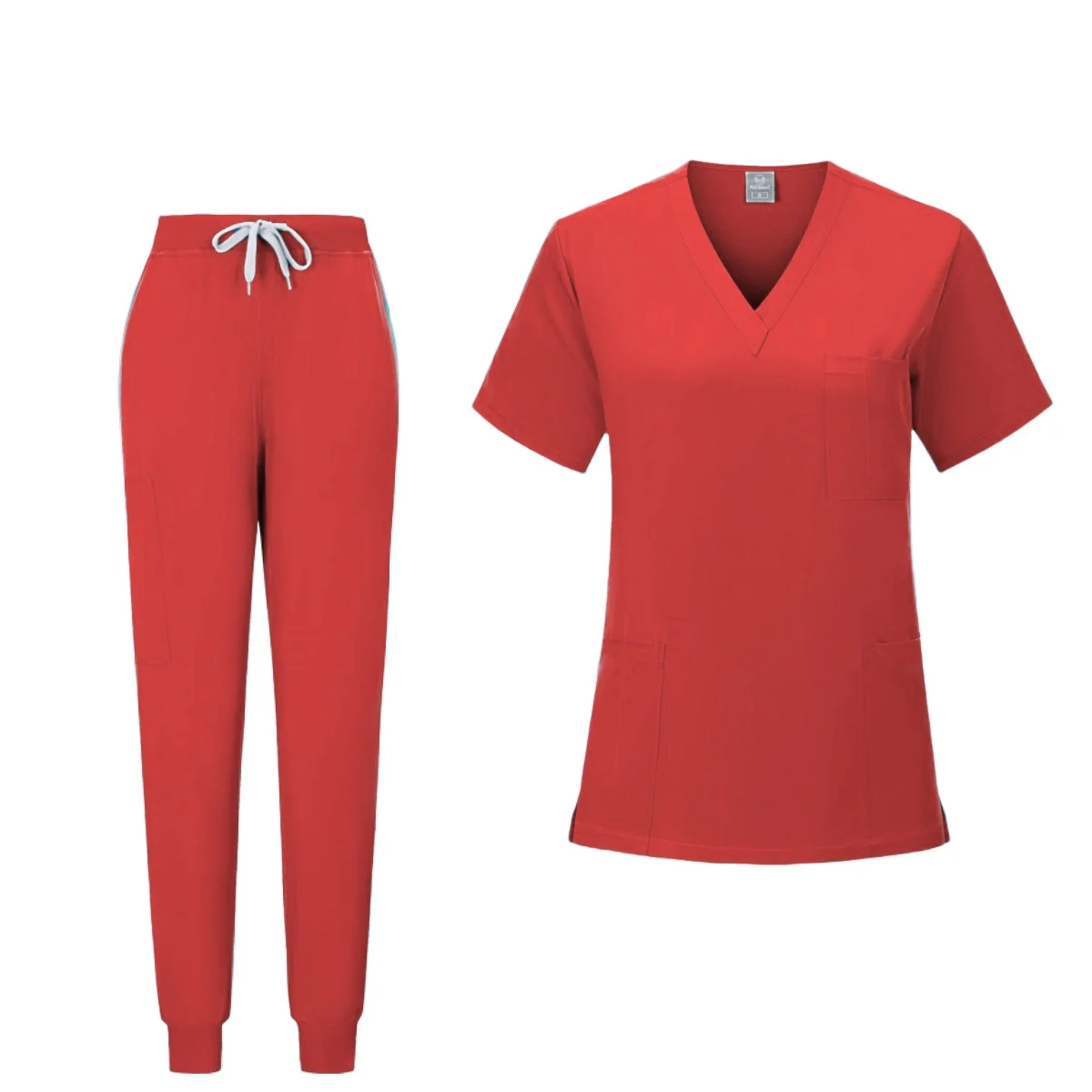 Quality Elastic High Operating Room men and women Medical Uniform Set Short Sleeve Nurse doctor Tops Jogger pants Scrubs Suit