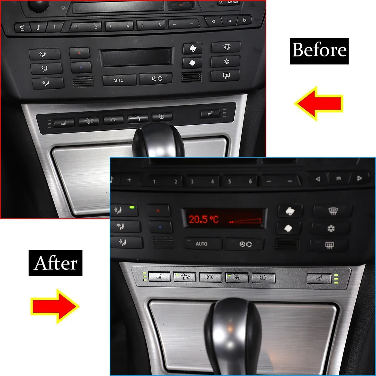 Alloy Car Headlight Switch Seat Heating Button Stickers For BMW X3 E83 2006-2010 Air Conditioning Button Patch Kit Accessories - view 3