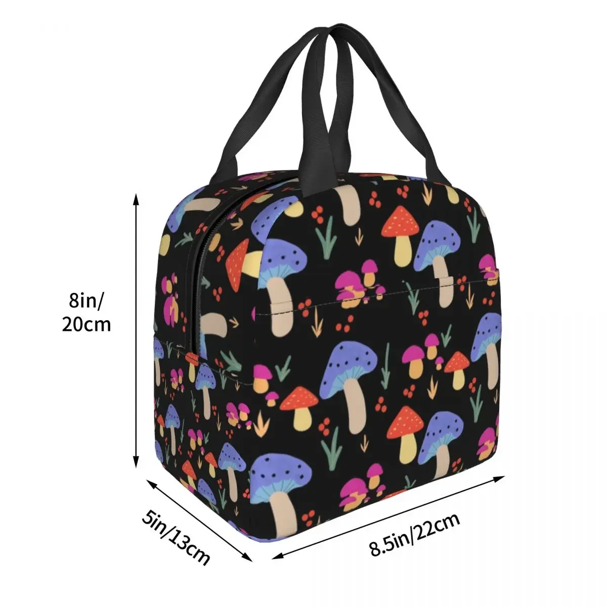 Lunch Bags for Women Kids Mushroom Pattern Thermal Cooler Portable Picnic Travel Psychedelic Canvas Lunch Box Food Storage Bags image 4