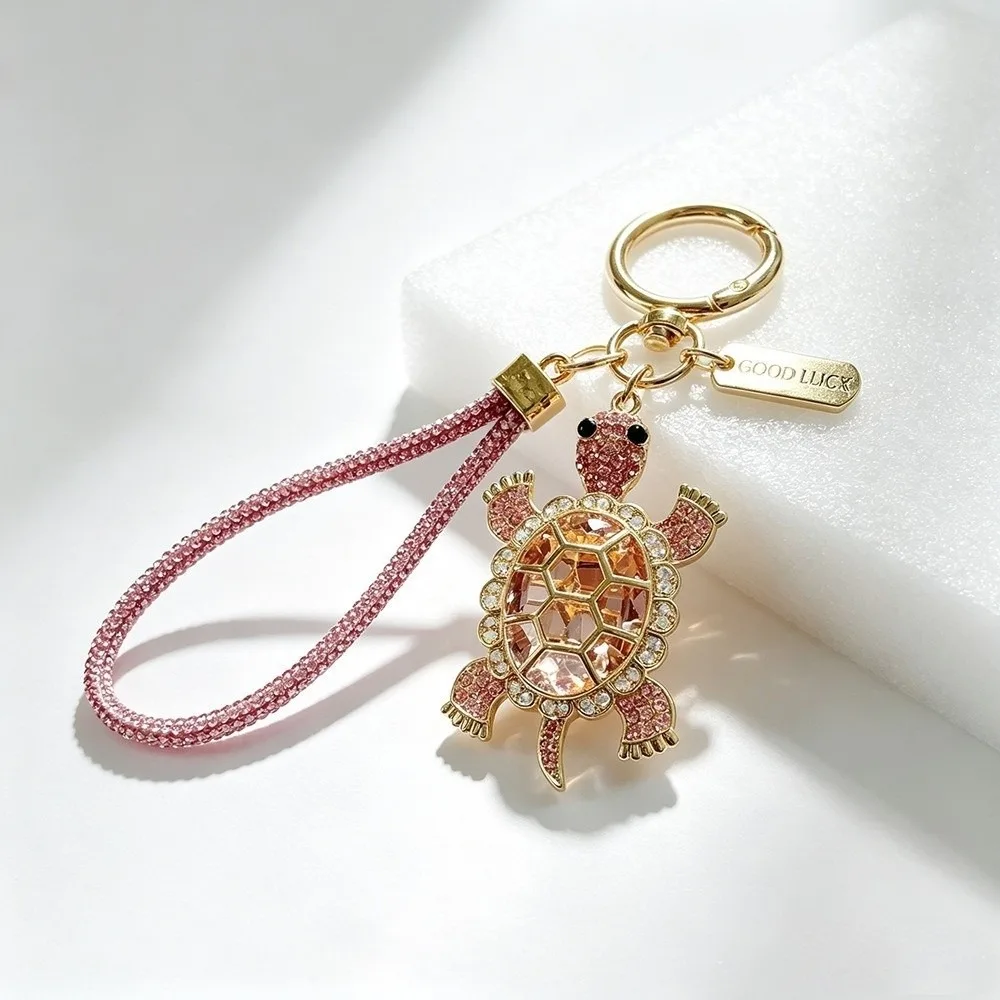 Kreativer Schlüsselanhänger in Form einer Schildkröte aus Kristallimitat, bunter Strass-Schildkröten-Schlüsselring, Anhänger in Form einer Meeresschildkröte, Geschenk für die Freundin. – Detail 3