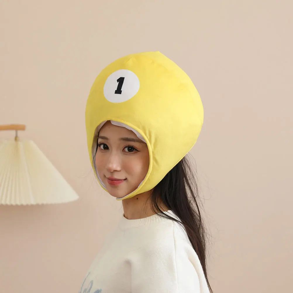 

Yellow Billiard Ball Headgear Hat Photo Prop Comfortable Breathable Anti Deformation Party Festival Novelty Selfie Accessory