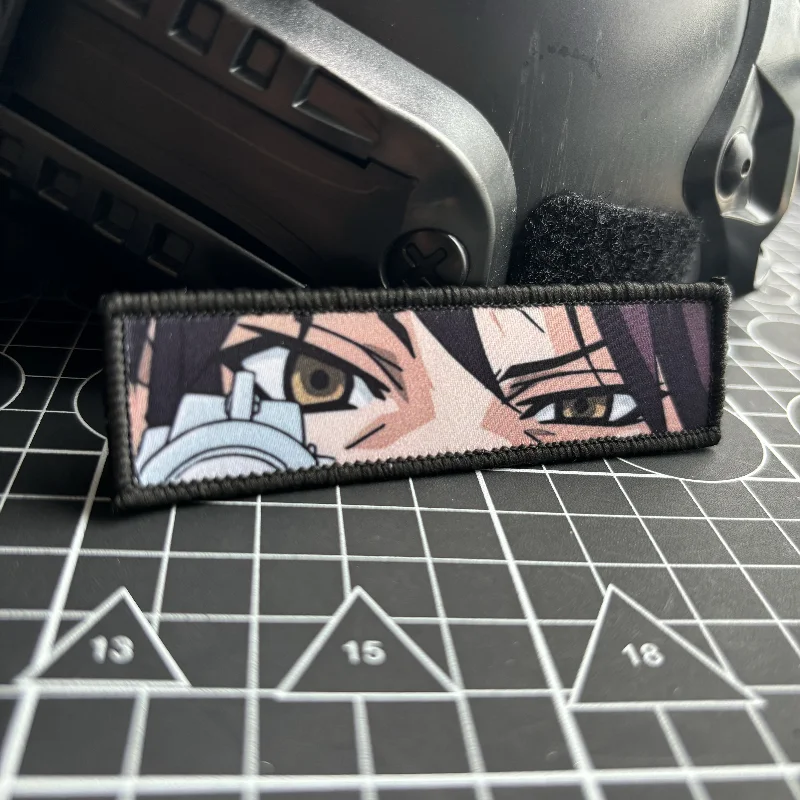 Revy Eyes Morale Badge Anime Black Lagoon Patch Hook and Loop Printing Tactical Military Backpack Quadratic Element Sticker