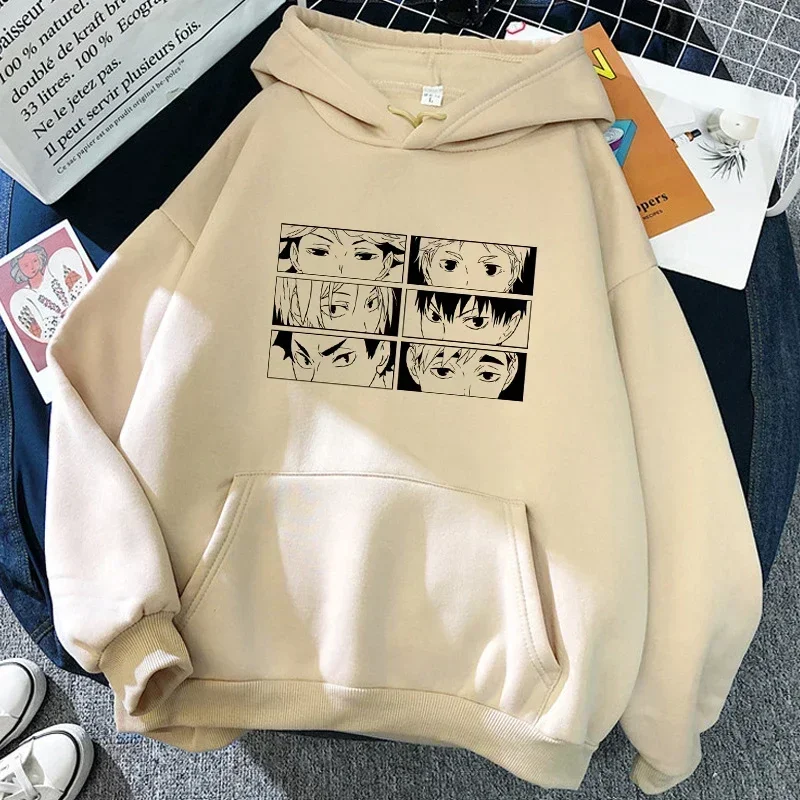 Karasuno Hoodie Volleyball Crow Anime Sport Club Vintage Streetwear Schwarzer Oversized Casual Pullover Langarm – Detail 5