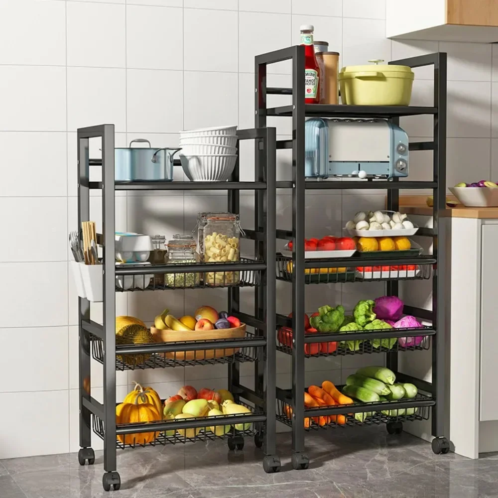 

Детская корзина для хранения, многоярусная кухонная напольная корзина для хранения в комнате, кухонная корзина на колесиках, рабочая полка