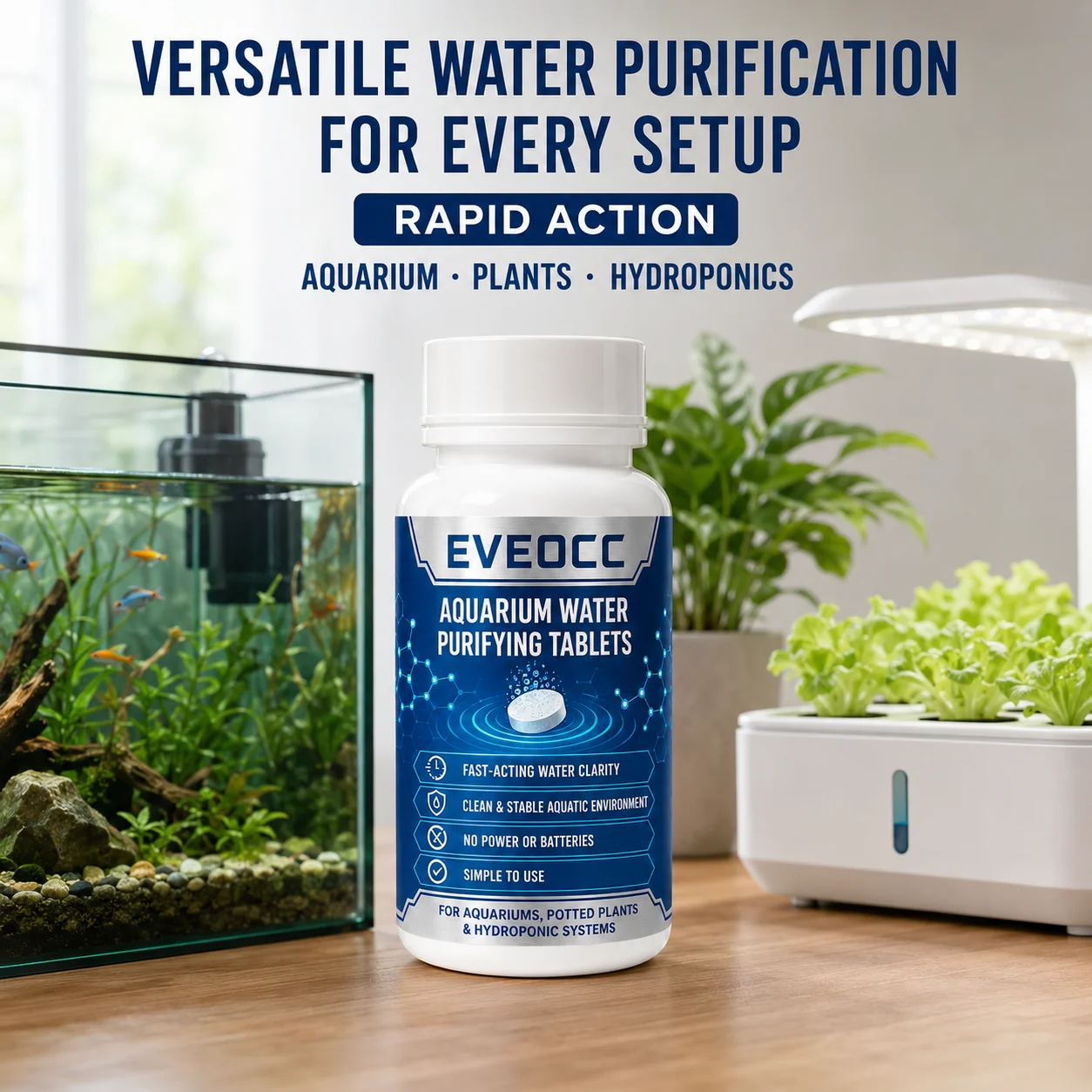 EVEOCC Aquarium Water Purifying Tablets, Fast-Acting Water Clarifier for Clean Stable Aquatic Environment