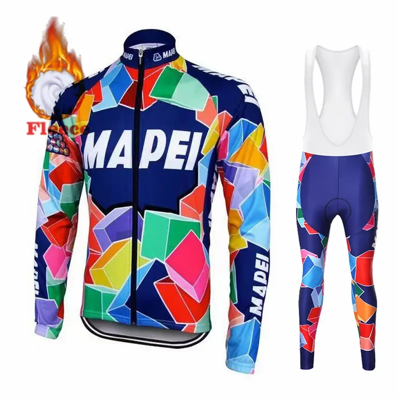 2023 New Mapeful-Men's Cycling Team Jersey, Winter Jacket, Jersey & Trousers, Thermal Wool Clothing, Road Bike