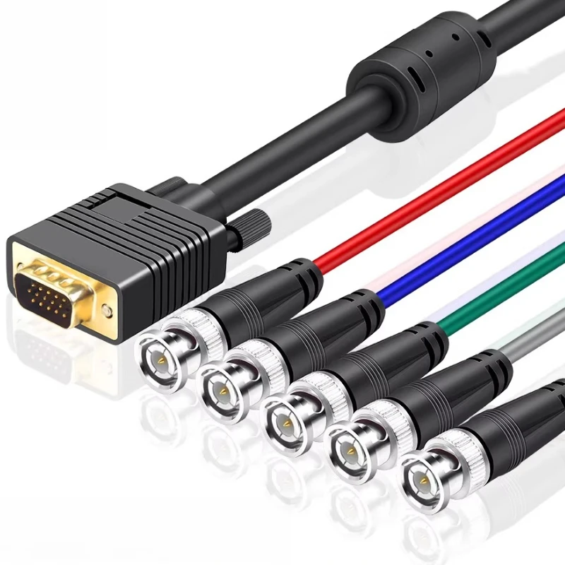 1PCS VGA to RGBHV Component Adapter Cable BNC Splicing Screen Engineering Line Matrix Dedicated Color Difference Output