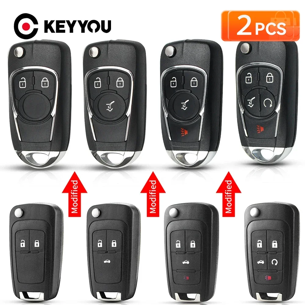 

KEYYOU 2 шт. модифицированных чехлов для автомобильных ключей для Buick, Chevrolet Camaro, Impala, Aveo, Malibu, Sail, Orlando, Cruze, Epica, Trax, Spark, Opel