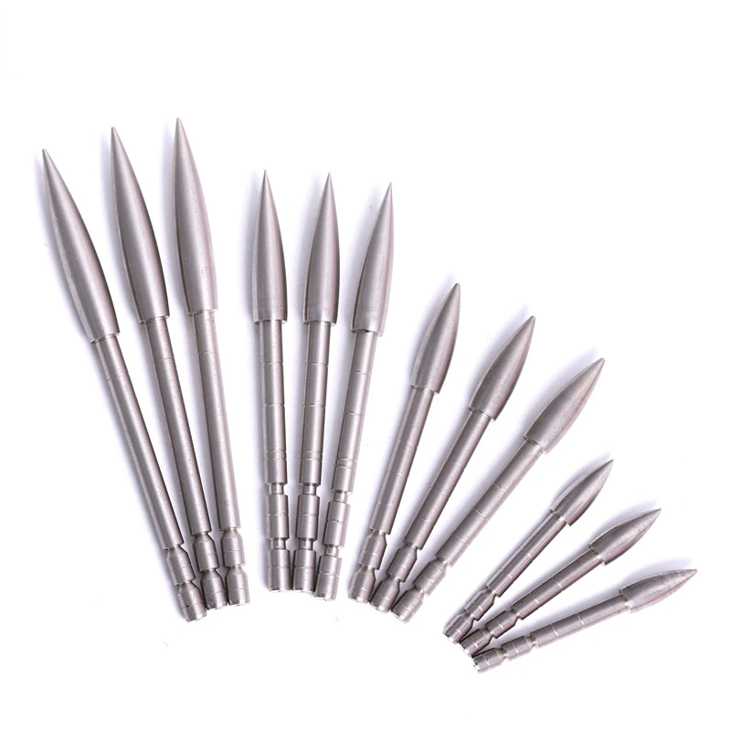 12pcs DIY 80 100 120 150 200 Grain Stainless Steel Bullet Point Tip For ID 4.2 mm Arrow Shaft Arrow Head Archery Accessory