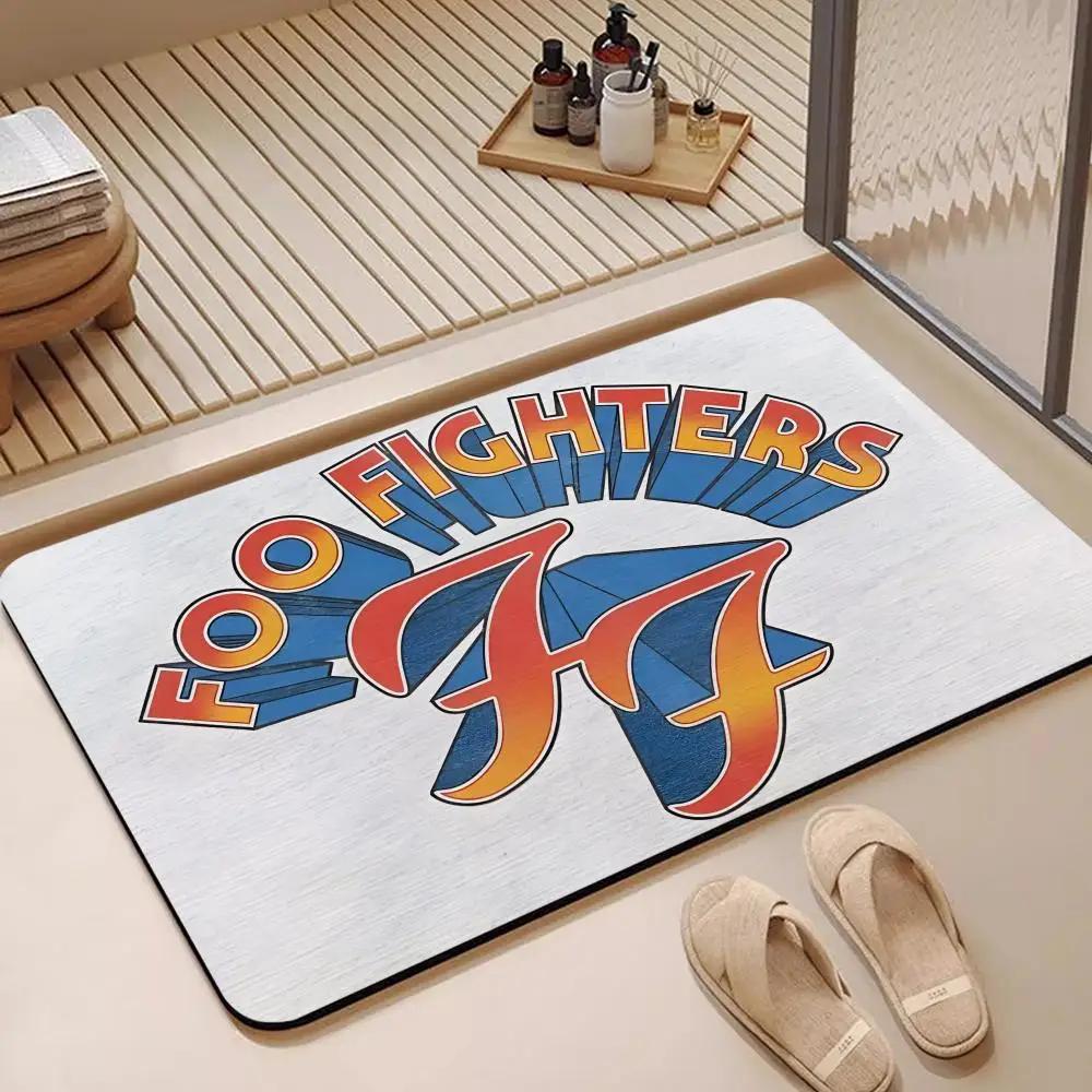 Floor Mat Diatomite Bath Mat, Quick Dry, Absorbent, Multi-Scene Mat Alternative Rock Band F-Foo F-Fighters
