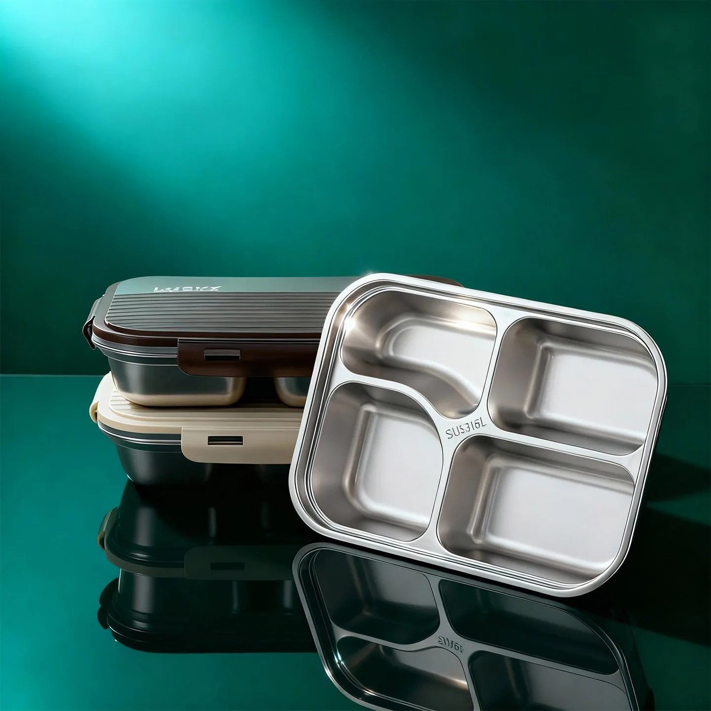 304 Stainless Steel Divided Bento Lunch Box Portable Sealed Fruit Salad Food Container For Kids Students Dinner Plate With Lid view 5