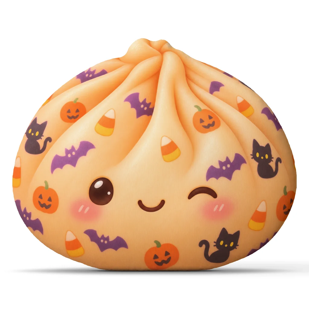 Kawaii Halloween Bao Dumpling Plush Pillow Cute Pumpkin Bat Cushion Stuffed Throw Pillow Spooky Home Decor Sofa Accent Gift