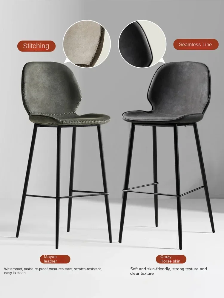 Sedia da bar moderna e semplice Sedia da bar con schienale per la casa Sgabello alto di lusso leggero nordico Sedia da isola anteriore Sgabello da bar Sgabello da bancone