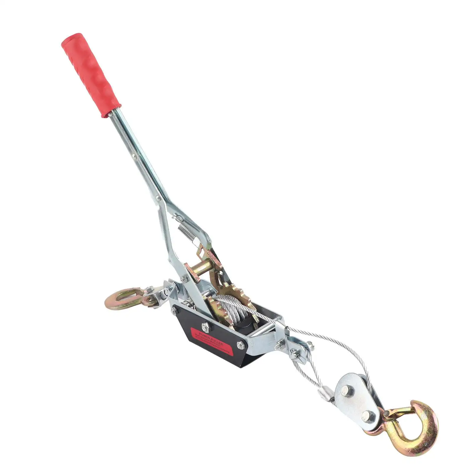 1Pcs 2 Ton Wire Rope Puller Double Hook Hardened Heavy Duty Steel Tighten Tool Steel Wire Galvanized Iron Hand Power Puller