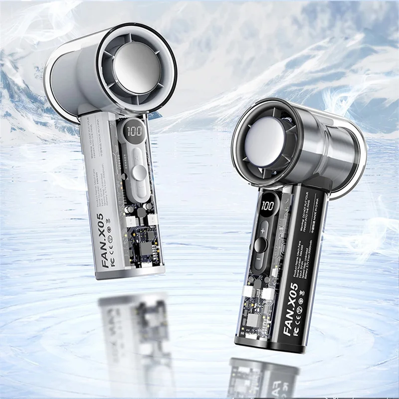 100 التروس AI التبريد فائق التوصيل معلقة الرقبة في الهواء الطلق للطي سطح المكتب مروحة صغيرة باليد للطي مروحة تربو قوية #1