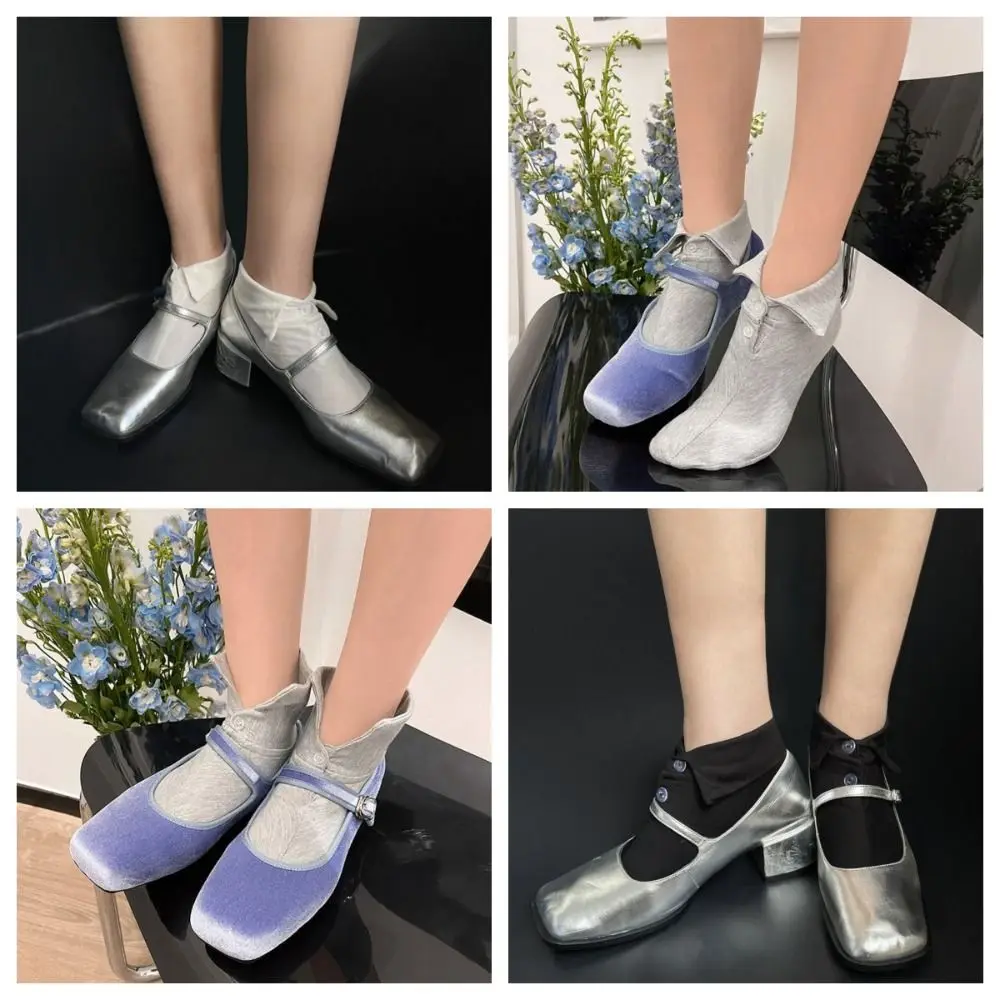 Fashion Button Short Ankle Socks Lapel Solid Color Flip Collar Socks Patchwork Hosiery Women's Tube Socks Streetwear