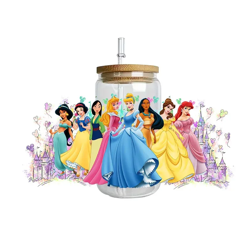 

Cartoon Princess Series easy peel waterproof DIY Decals 3D transfers uvdtf stickers 16oz uv dtf cup wraps for Libbey Glasses